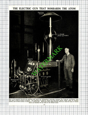 Dr Cockcroft Dr Walton Electric Gun Atoms Lithium - c.1930s Cutting