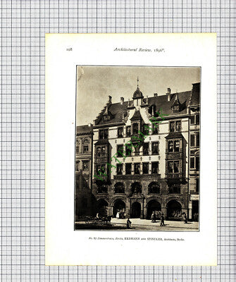 9354) Schloss Nussdorf bei Vaihingen / No 87 Zimmerstrasse Berlin - 1896 Print