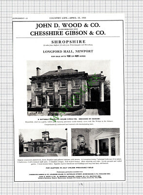 Longford Hall Newport Shropshire House Sale Advert - 1969
