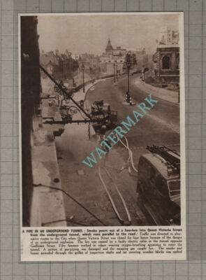 C3376) Queen Victoria Street London Underground Tunnel Fire Godliman - 1950 Clip