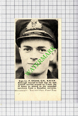 Surgeon Lt P Evans RNVR WW2 - 1944 Small Cutting