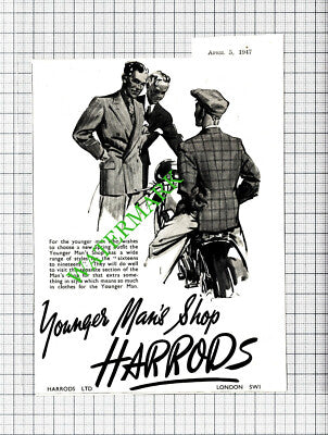 Harrods Younger Man Small Advert - 1947 Cutting