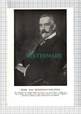 C3912) Herr Von Bethmann Hollweg Chancellor German Empire - c.1918 Clip