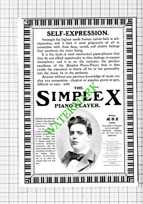 Simplex Piano Player Mascagni Composer Small Advert - 1903 Cutting