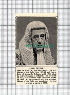 C3588) Lord Greene Master Of The Rolls Obituary - 1952 Clip SMALL