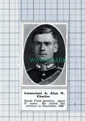 C4790) Lieut A Alan M Charles Royal Field Artillery - 1915 SMALL Clip