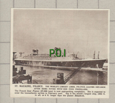 C3512) Liner Ship FRANCE St Nazaire France - 1961 Clip