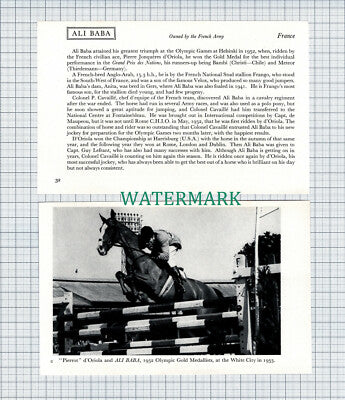 C4739) Ali Baba Horse Jumping French Army Pierre d'Oriola - 1950s 2-Part Clip