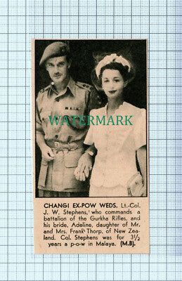 C5407) Lt Col J W Stephens Gurkha Rifles Adeline Thorp New Zealand 1946 Cutting