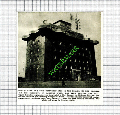 Hamburg Germany Air Raid Shelter Television Studio - 1953 Small Cutting