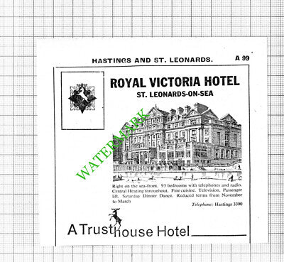 Royal Victoria Hotel St Leonards On Sea Small Advert - 1964 Cutting