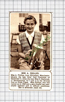 C8121) Miss A Phillips Whitefield Manchester Golf Marbrook - 1952 Small Cutting