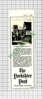 The Yorkshire Post St Sampson's Church Newgate York Small Advert - 1947 Cutting
