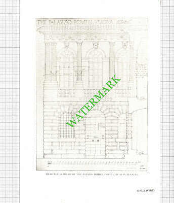 The Palazzo Pompei Verona Alan Binning - 1926 Cutting/ Print