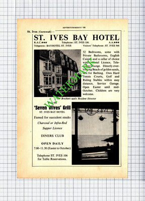 St Ives Bay Hotel St Ives Cornwall Advert - 1965 Cutting