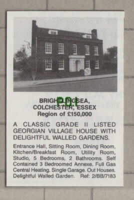 C1565) Brightlingsea Colchester Essex Georgian House Sale Advert - 1987 Clip