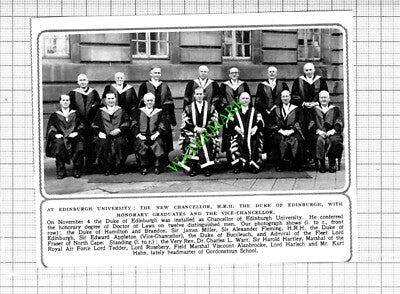 Edinburgh University Sir Harold Hartley Kurt Hahn Lord Tedder 1953 Small Cutting