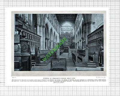 St Margaret's Church King's Lynn - 1920s Cutting / Print