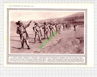 Spanish Troops Sling Shot Hand Grenades World War One WW1 - 1914 Cutting/ Print