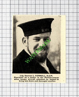 Ldg Seaman L Sorrell Gun Layer WW2 - 1944 Small Cutting