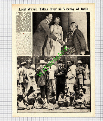 Lord Wavell Viceroy Of India Lord Linlithgow WW2 - 1944 Cutting