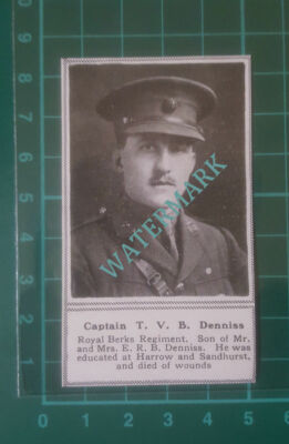 C3322) Captain TVB Denniss Royal Berks Reg Harrow Sandhurst - 1918 Clip SMALL!!