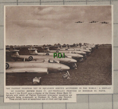 C1160) Display of Gloster Meteor Fighter Planes Horsham St Faith Norwich 1948