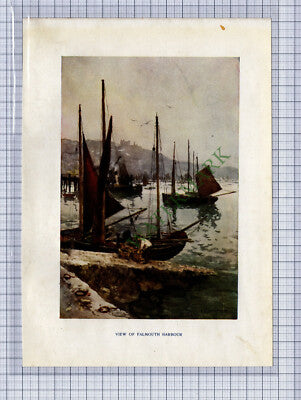 C3747) Cornwall Falmouth Harbour Ernest Haslehust - c.1911 Small Print