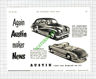 Austin A70 Hereford A40 Sports Car Advert - 1950 Clipping / Print