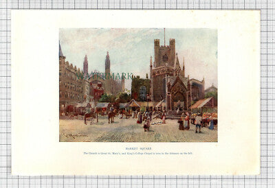 C7670) Market Square Cambridge - 1916 Print