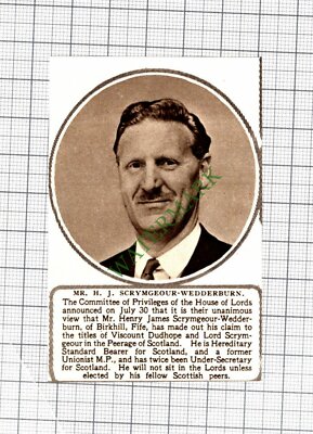 C8076) Mr Henry James Scrymgeour-Wedderburn Birkhill Fife - 1952 Small Cutting