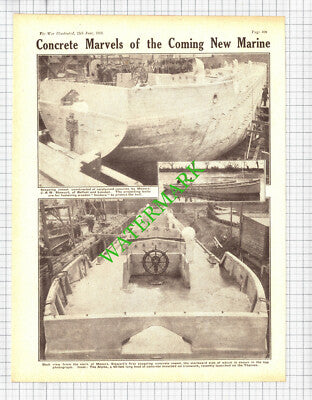 Messrs J & W Stewart Belfast Concrete Ship ALPHA WW1 - 1918 Cutting / Print