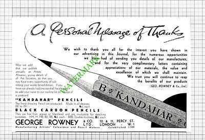 George Rowney & Co London Kandahar Pencil Advert- 1935 Cutting