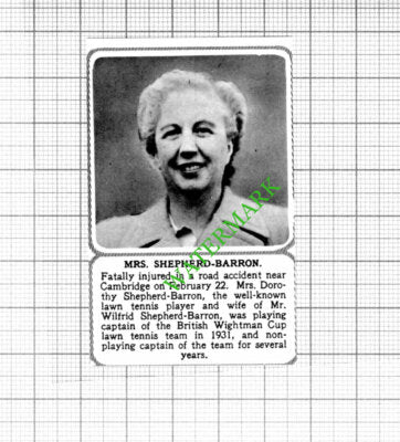 Mrs Dorothy Shepherd-Barron Obituary - 1953 Small Cutting