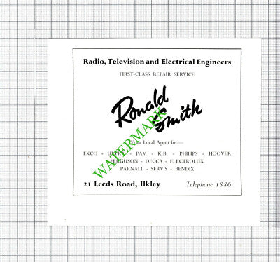 Ilkley Moor Hotel Ilkley Yorkshire / Ronald Smith Small Advert - 1962 Cutting