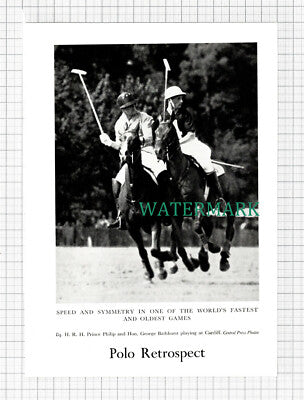 C5431) Hon George Bathhurst Polo Cardiff Prince Philip - 1959 Cutting