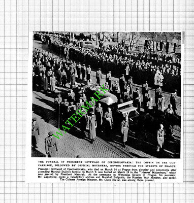 President Gottwald Of Czechoslovakia Funeral - 1953 Cutting