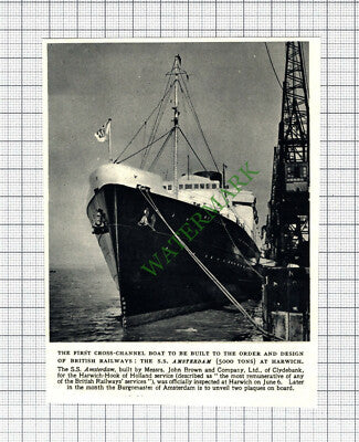 SS AMSTERDAM Ship Harwich Messrs John Brown Clydebank - 1950 Cutting