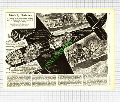 Brest Germany Bombing WW2 / Bristol Blenheim Aeroplane - 1941 Cutting / Print