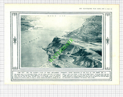 German War Objectives Calais Boulogne Dover WW1 - 1914 Cutting/ Print