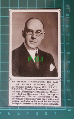 C2563) Sir William Fletcher Shaw Gynaecologist Obituary - 1961 Clip SMALL