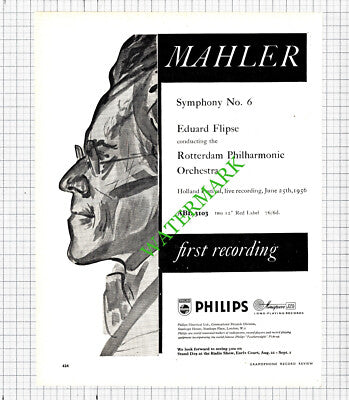 Mahler Eduard Flipse Philips Records Advert - 1956 Cutting