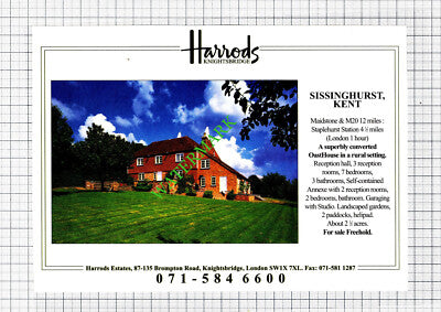 Sissinghurst Kent House Sale Advert - 1991 Cutting