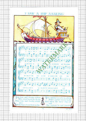 I Saw A Ship A-Sailing Poem Rhyme - c.1950s Cutting / Print