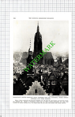 Frankfurt Germany Rooftops - 1936 Cutting / Print
