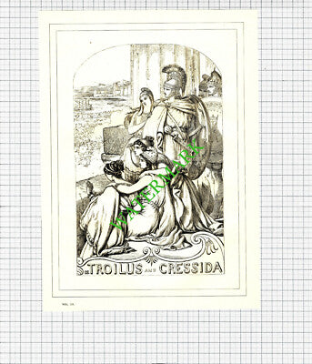 Troilus and Cressida William Shakespeare - c.1880 Print / Cutting