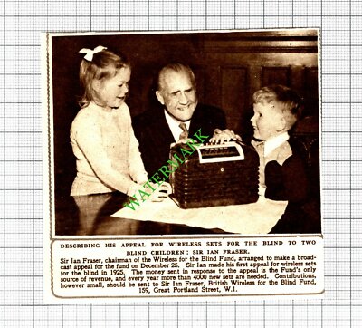 Sir Ian Fraser Wireless For The Blind Fund - 1952 Cutting