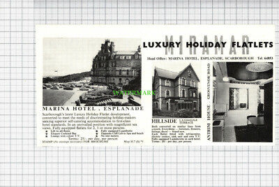 C3723) Marina Hotel Hillside Cambridge Terrace Scarborough Advert - 1969 Cutting