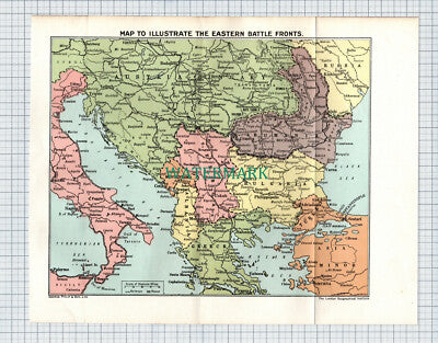 C4378) MAP - Eastern Battle Fronts Great War WW1 - c.1918