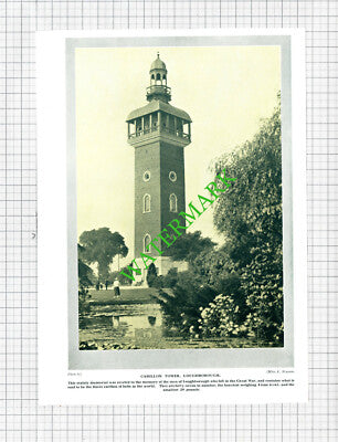 Carillon Tower Loughborough - 1920s Cutting / Print